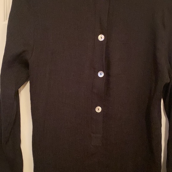 Zara Woman black tunic with mother pearl button and two sides split size L - Picture 2 of 10